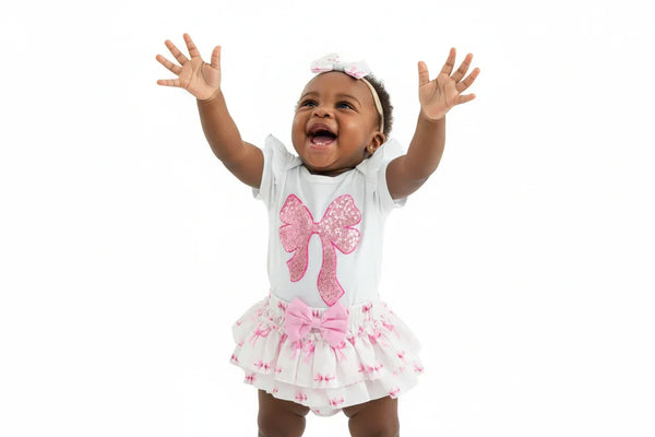Ensemble Barboteuse Rose Nœud - Tenue Adorable pour Bébé Princesse