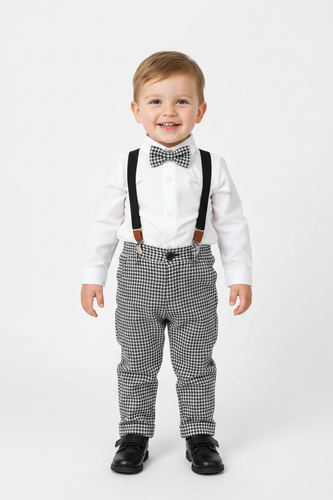 Ensemble Chemise Boutonnée & Salopette - Charme Vintage Élégant pour Enfant
