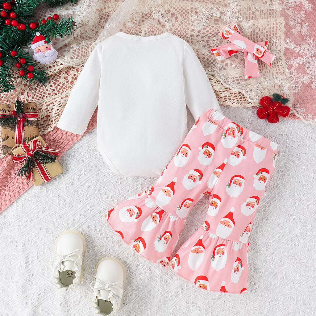 🎁 Vue complète de l'ensemble 3 pièces à plat - coordination harmonieuse des trois pièces pour un look festif complet et adorable