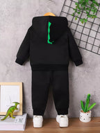 Vue arrière ensemble hoodie dinosaure et pantalon enfant - coupe décontractée et confortable - BabyCoton

