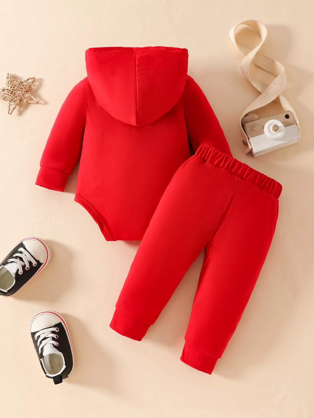 Vue arrière ensemble body hoodie et pantalon bébé - coupe ajustée et douce - BabyCoton
