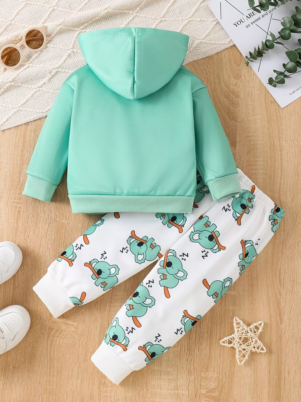 🌳 Vue arrière ensemble hoodie koala et pantalon coordonné - coupe confortable liberté mouvement - style mignon pratique - qualité premium BabyCoton
