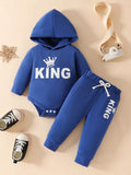 Ensemble body manches longues avec capuche et pantalon pour bébé - vue de face - tenue ultra-douce - BabyCoton
