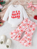 🎄 Enfant portant un ensemble Noël 3 pièces avec imprimés festifs colorés - vue de face montrant la coordination parfaite et l'esprit joyeux des fêtes