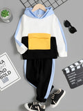 Ensemble hoodie color block avec capuche et pantalon pour enfant - tenue sportive confortable - BabyCoton
