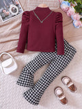 🎩 Adorable enfant portant ensemble 2 pièces haut manches longues élégant et pantalon pied-de-poule classique intemporel - tenue complète fashionista sophistiqué - tissu doux confortable - silhouette flatteuse moderne - style chic élégant - vêtements premium qualité occasions spéciales BabyCoton Suisse
