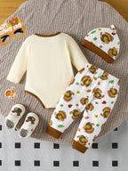 👶 Vue complète ensemble 3 pièces Mon 1er Thanksgiving body pantalon accessoire coordonnés bébé - tenue festive complète élégante - tissu ultra-doux confort optimal - coupe adaptée tout-petits - style festif adorable - vêtements premium BabyCoton Suisse
