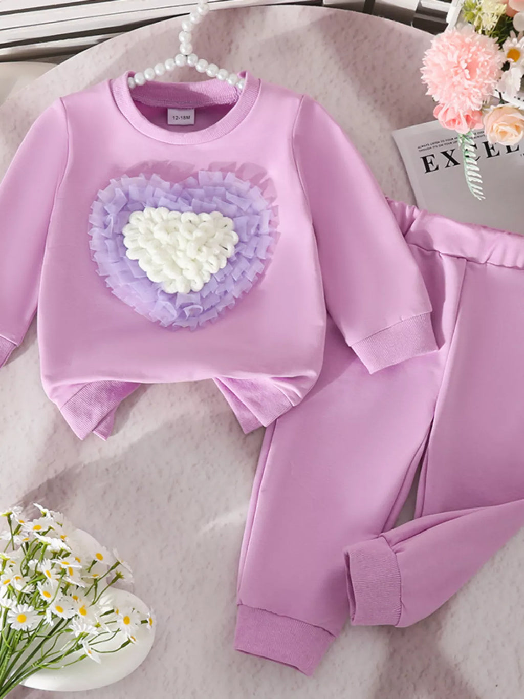 Ensemble complet haut cœur et pantalon - qualité premium pour enfants aimés - BabyCoton Suisse
