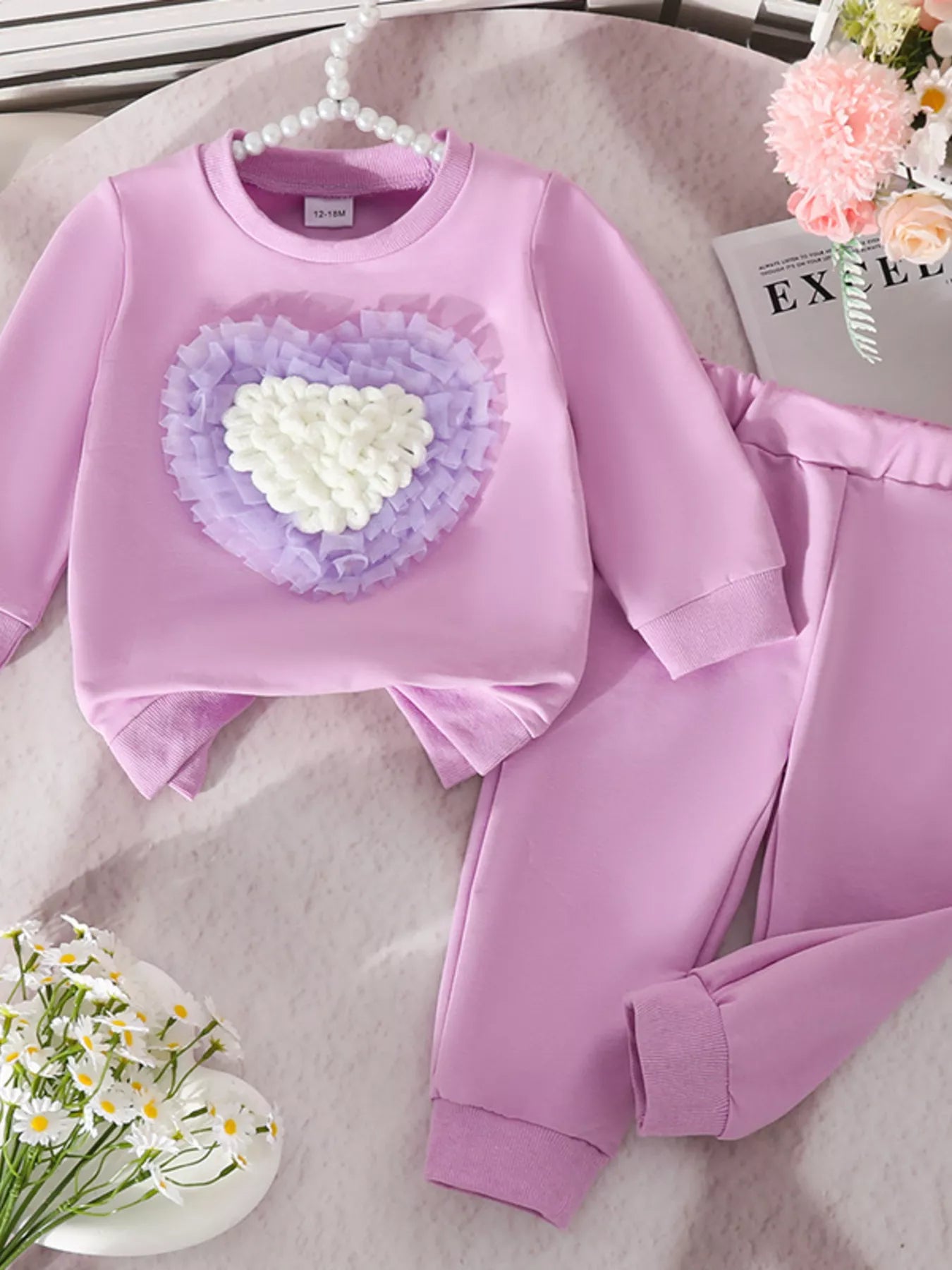 Ensemble complet haut cœur et pantalon - qualité premium pour enfants aimés - BabyCoton Suisse
