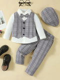 Ensemble 4 Pièces Élégant Garçon - Chapeau, Chemise, Gilet & Pantalon - BabyCoton