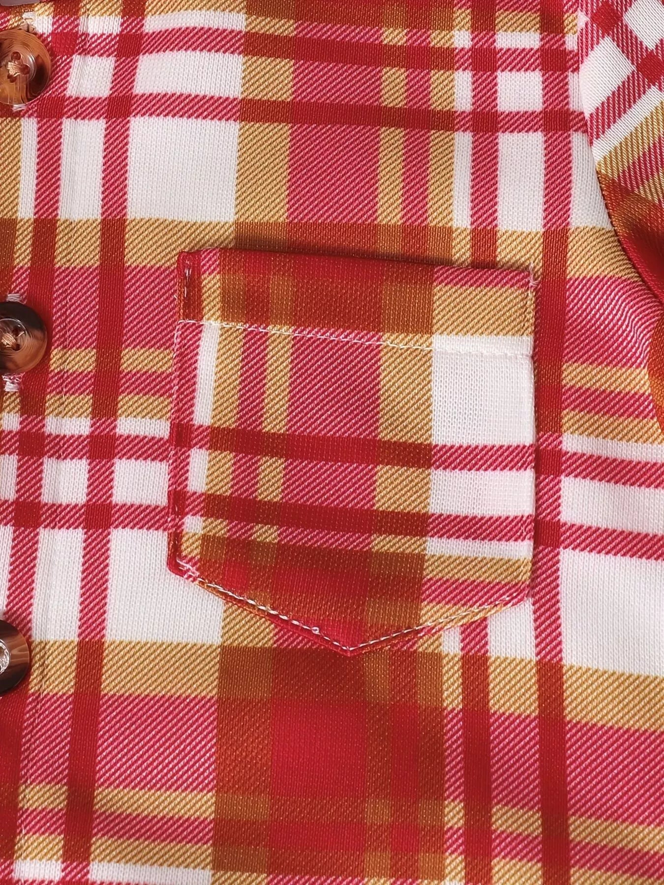 ✨ Détail veste boutonnée à capuche motif carreaux - finitions soignées boutons qualité - ensemble enfant BabyCoton
