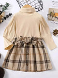 Vue complète ensemble col roulé et jupe fille - coupe flatteuse et tissu premium - vêtements BabyCoton
