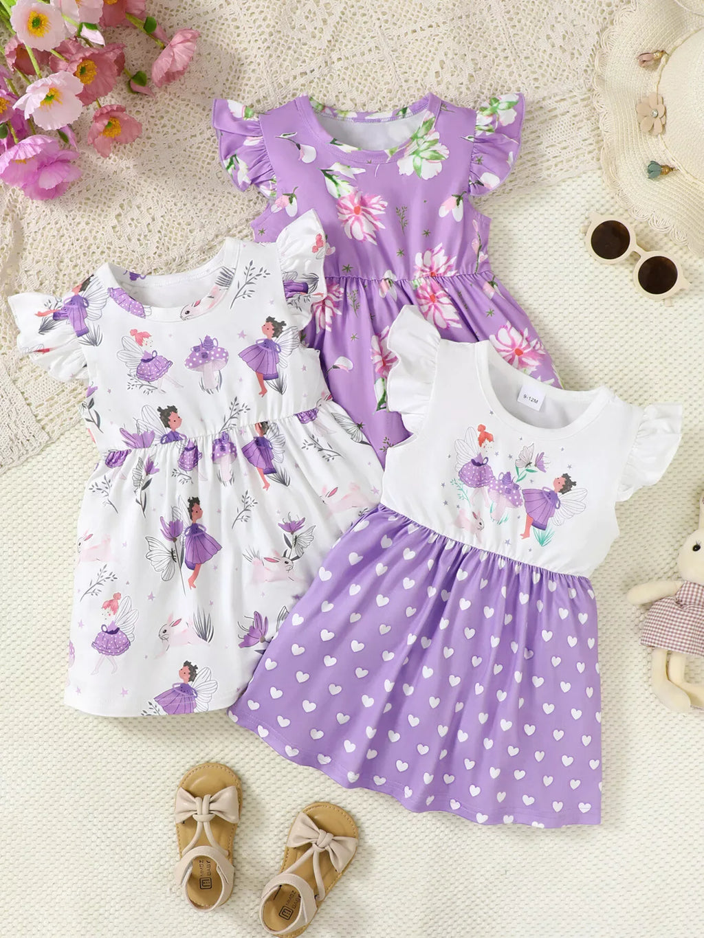 Ensemble 3 Pièces Bébé Imprimé à Volants - Douceur & Charme 👶 - BabyCoton