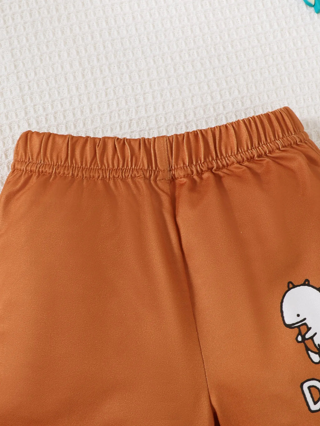 Enfant portant ensemble dinosaure à carreaux débardeur et short - tenue parfaite pour l'été - BabyCoton
