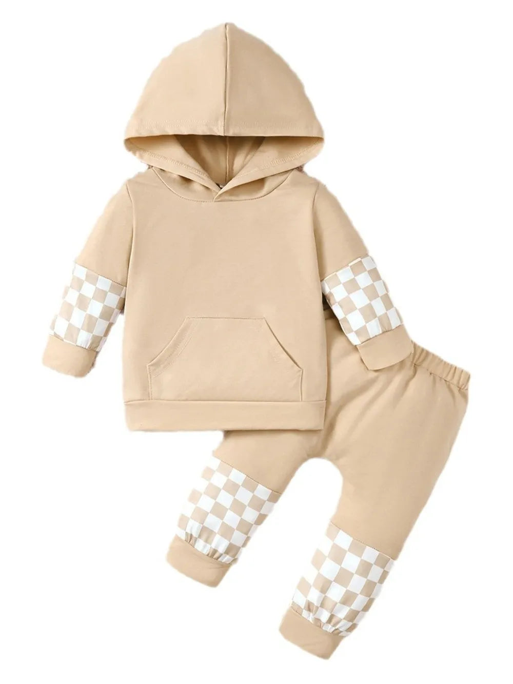 Vue arrière ensemble à carreaux enfant - coupe confortable et ajustée - vêtements premium BabyCoton
