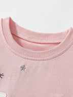 Robe sweatshirt fille col rond manches courtes en coton - vue produit détaillée - style basique intemporel - facile d'entretien lavable machine - BabyCoton Suisse
