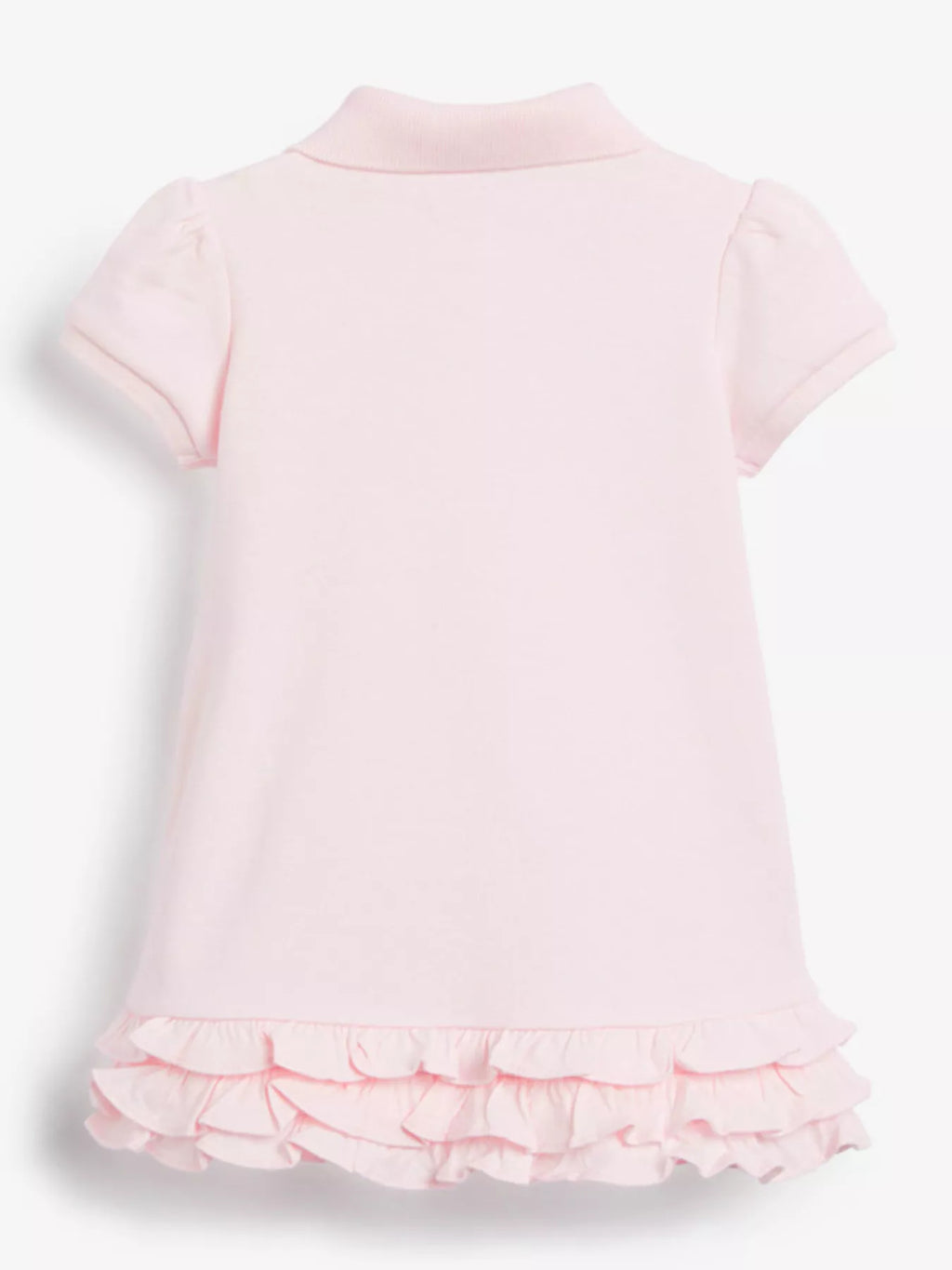 Vue complète de la robe polo arc-en-ciel à volants pour enfant montrant la coupe élégante