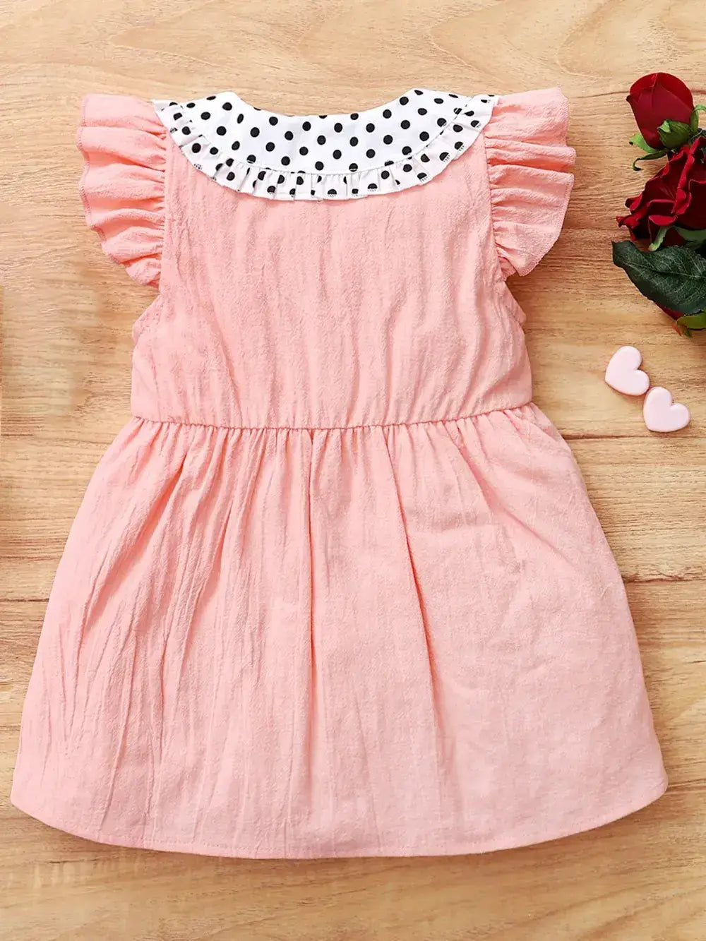 Robe fille manches à volants col Claudine - vue de dos - finitions soignées - style élégant - BabyCoton Suisse