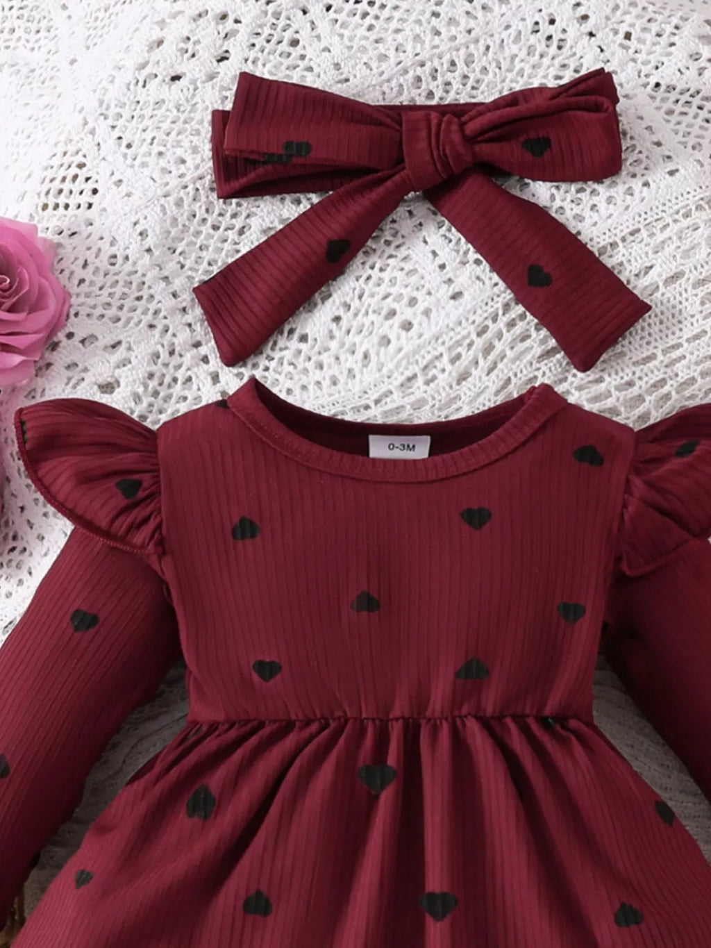 Body-Robe Fille Cœurs Volants avec Bandeau - Adorable & Confortable - BabyCoton