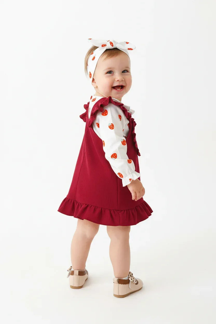Ensemble Barboteuse Volantée & Robe Cœur avec Bandeau - Adorable pour Bébé - BabyCoton