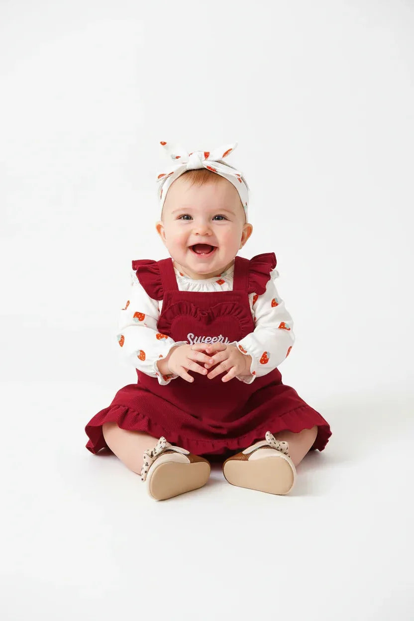 Ensemble Barboteuse Volantée & Robe Cœur avec Bandeau - Adorable pour Bébé - BabyCoton