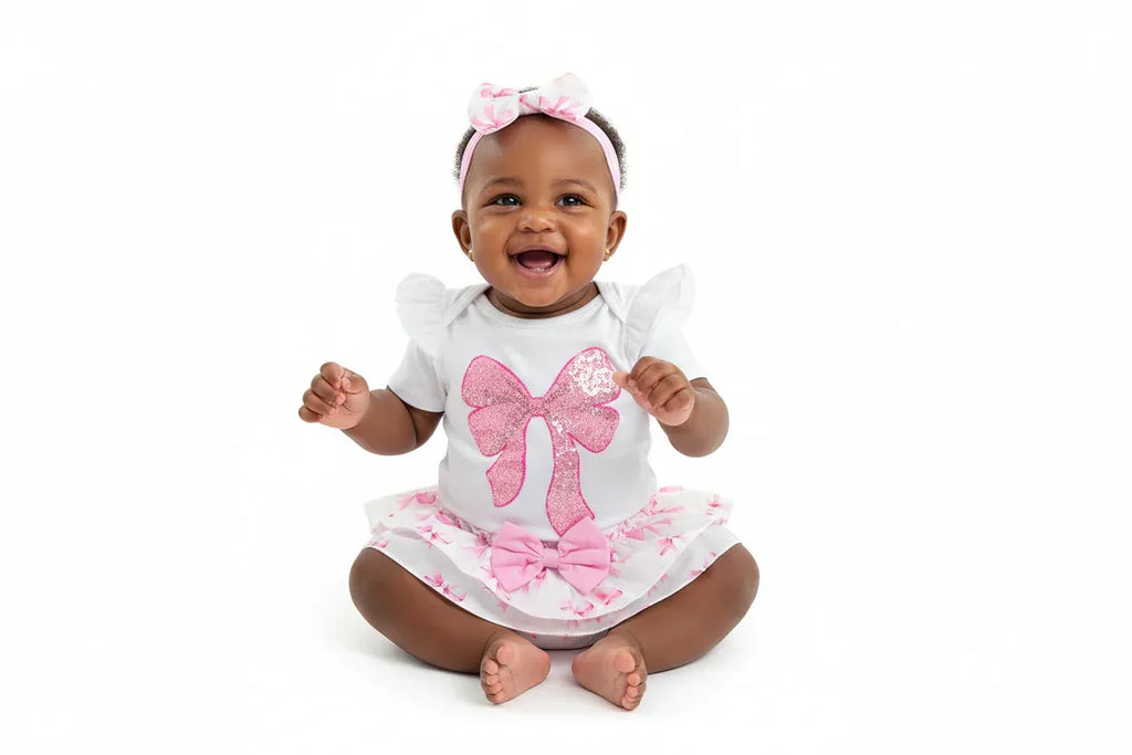 Ensemble Barboteuse Rose Nœud - Tenue Adorable pour Bébé Princesse - BabyCoton