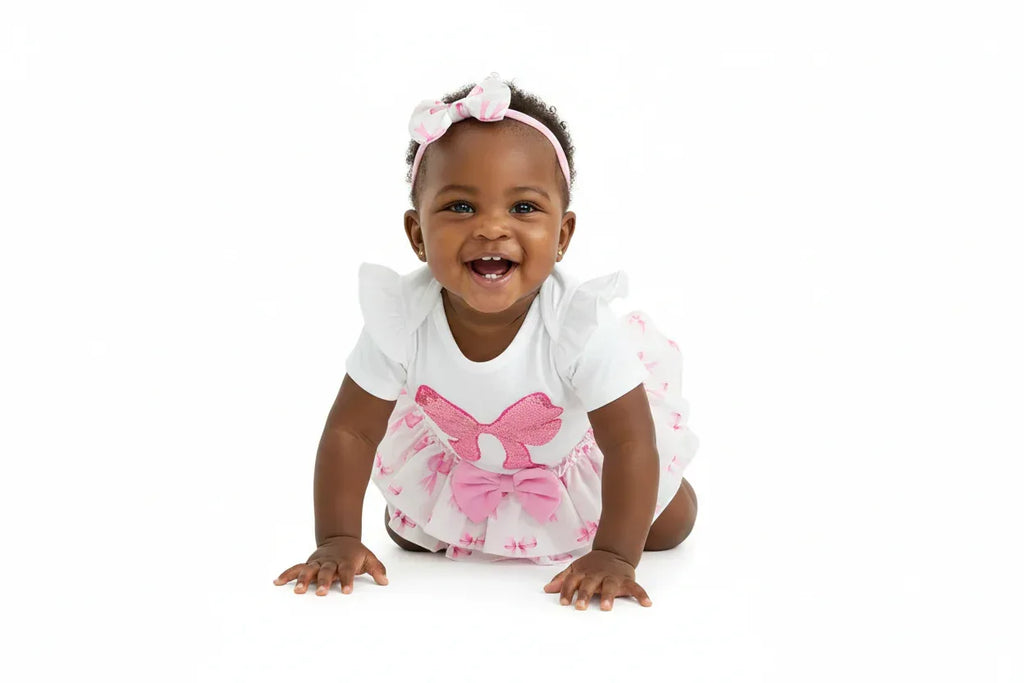 Ensemble Barboteuse Rose Nœud - Tenue Adorable pour Bébé Princesse - BabyCoton