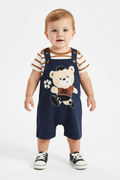 Bébé garçon en ensemble ourson footballeur - détail appliqué ourson numéro 10 avec ballon de foot - BabyCoton