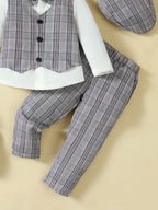 Ensemble 4 Pièces Élégant Garçon - Chapeau, Chemise, Gilet & Pantalon - BabyCoton