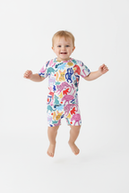 Enfant en ensemble animaux colorés blanc - saut joyeux - tenue enfant active - BabyCoton