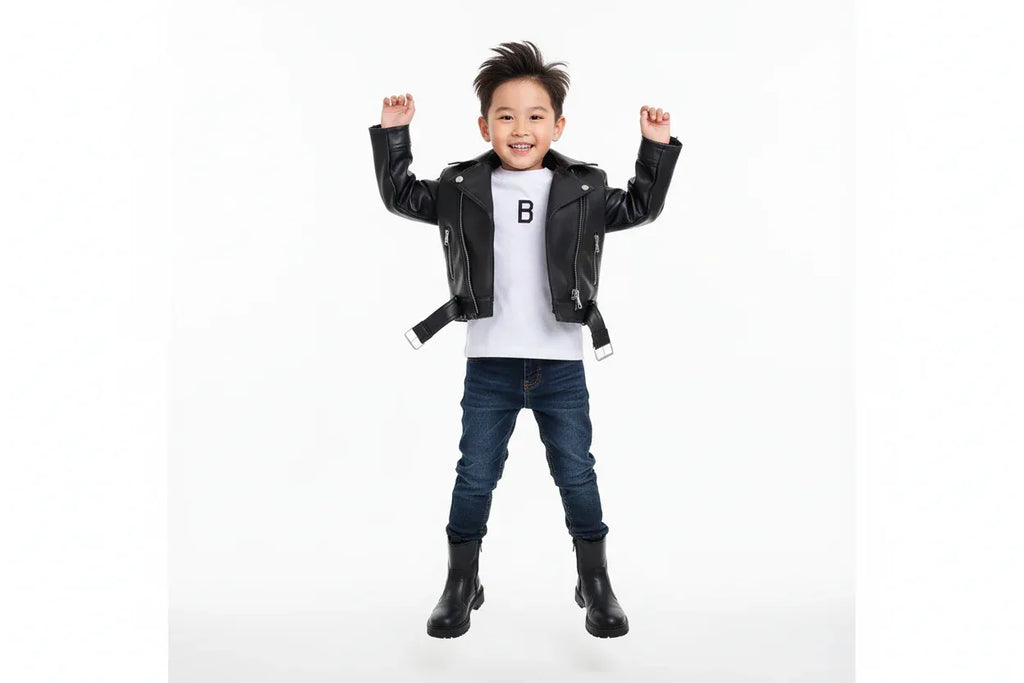 Blouson Perfecto Noir Enfant - Style Motard Rock & Tendance - BabyCoton